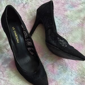 Worn Once. Le Chateau Black Lace Heels